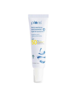 Plum 2% Niacinamide & Rice Water Hybrid Face Sunscreen With SPF 50 PA+++ 50g